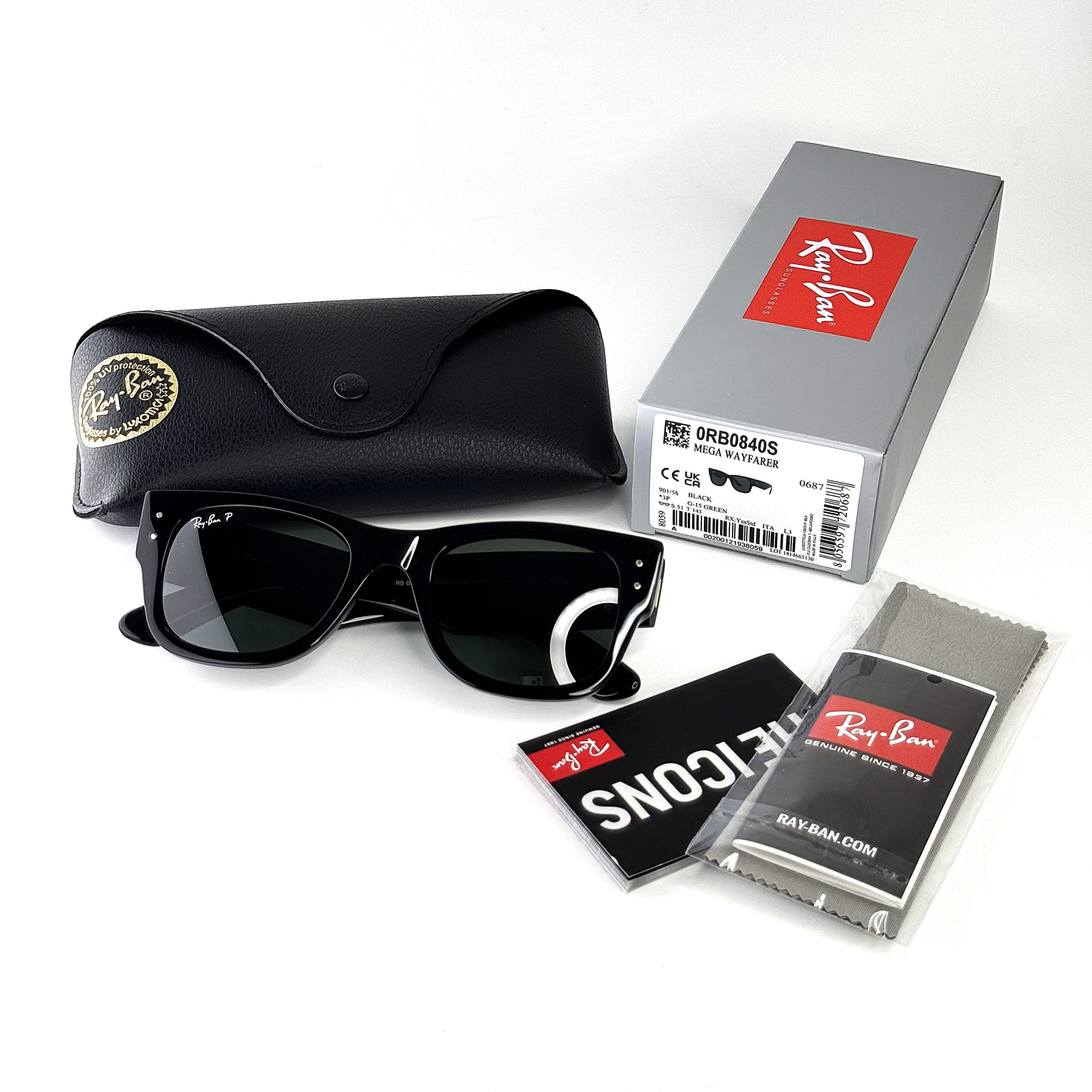 IMG_0292 عینک آفتابی ریبن مگا ویفرر اصل پلاریزه Ray-Ban RB0840S